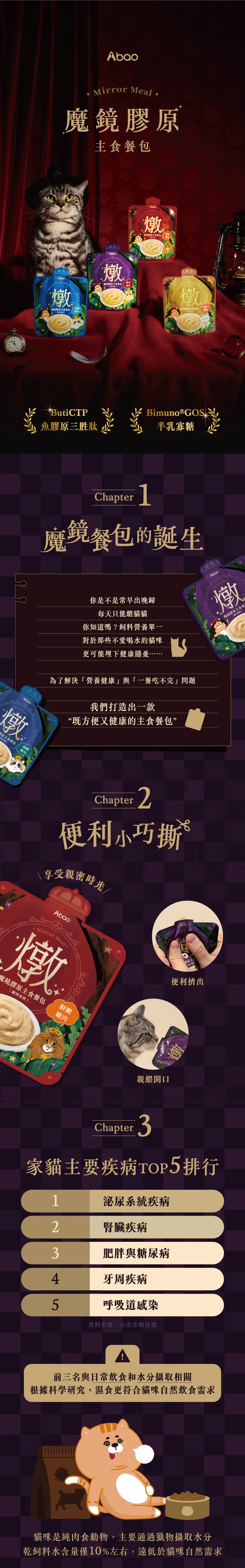 Abao 阿寶 貓咪魔鏡膠原主食餐包45g-隨機口味 14入/盒