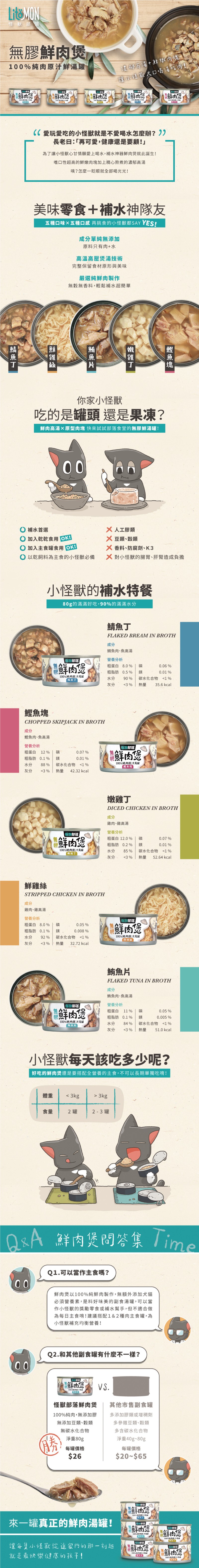 LitoMon 怪獸部落 無膠鮮肉煲(犬貓副食罐)160g-隨機12罐/箱