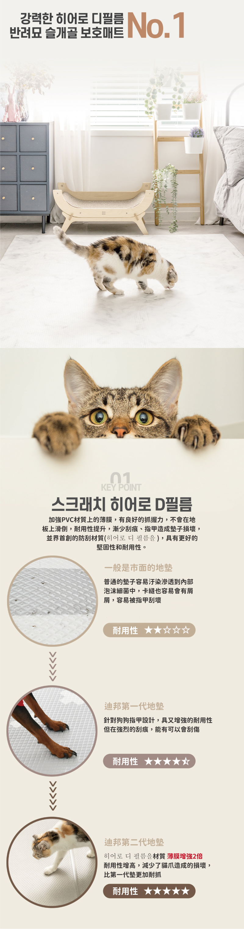 韓國製 dfang迪邦 寵物耐抓遊戲地墊-大理石紋 (180x140cm加厚款7mm)