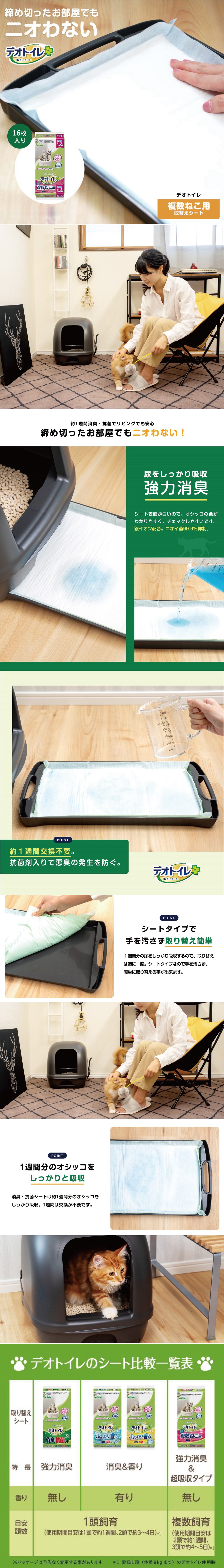 日本嬌聯 Unicharm消臭大師一週間清新消臭抗菌貓尿墊-複數貓專用16片