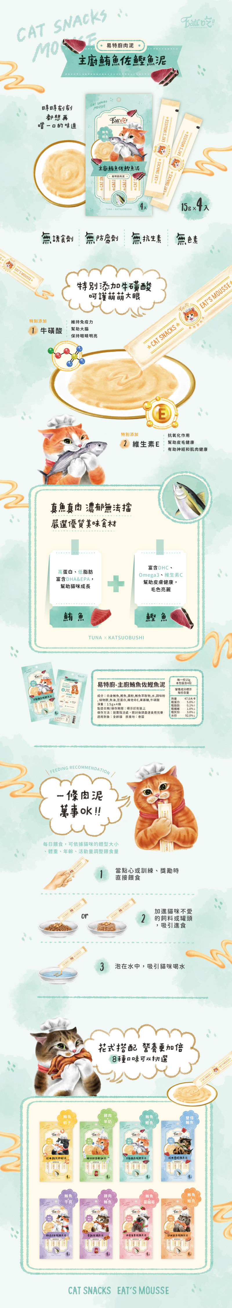 Eat's 易特廚肉泥-主廚鮪魚佐鰹魚泥(鮪魚+鰹魚)15gx4條