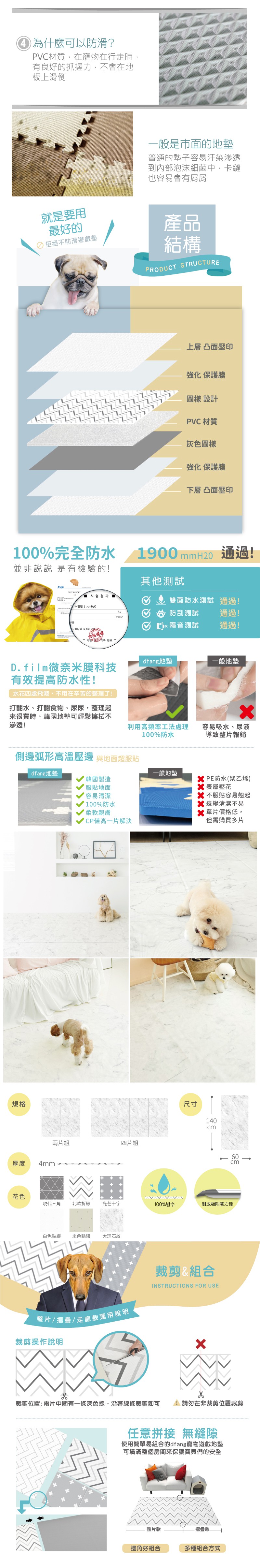 韓國製 dfang迪邦 寵物降溫遊戲地墊-摺疊款120*140cm (大理石紋4片組)