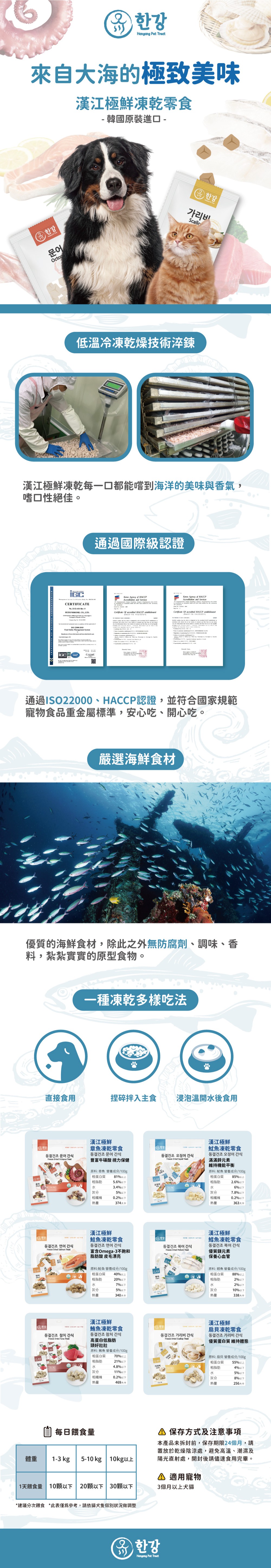 韓國漢江 極鮮凍乾零食-鱈魚 7.5gx20入/袋(犬貓適用)