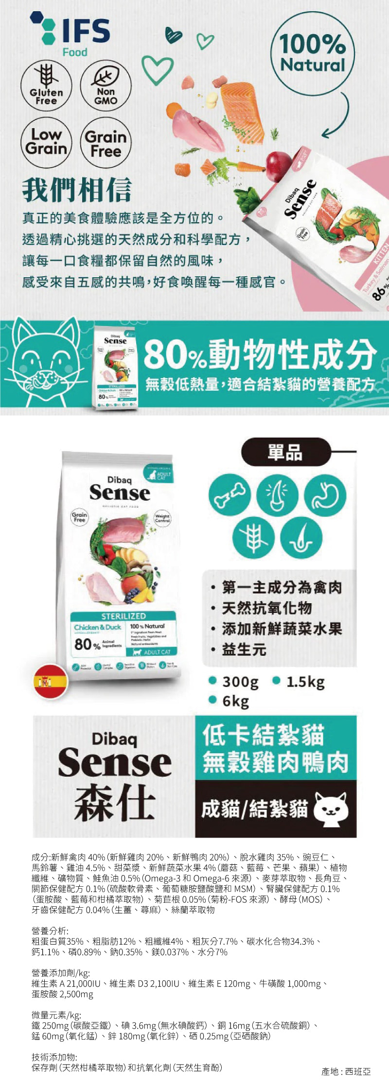 Sense 森仕 低卡結紮貓無穀雞肉&鴨肉 1.5kg