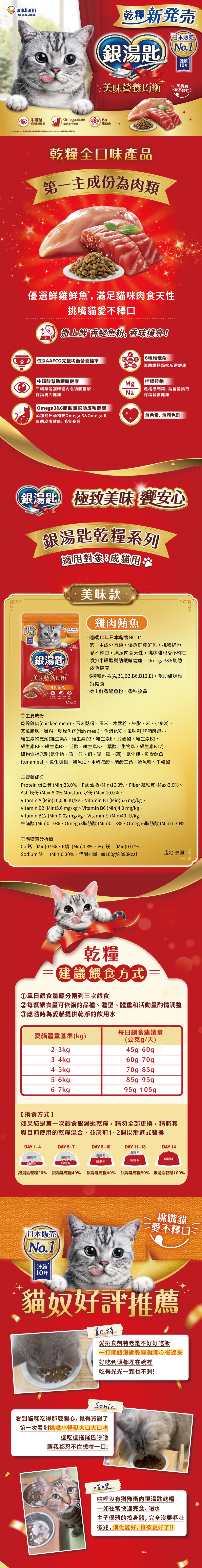 Unicharm 銀湯匙 成貓乾糧-雞肉鮪魚 1.2kg