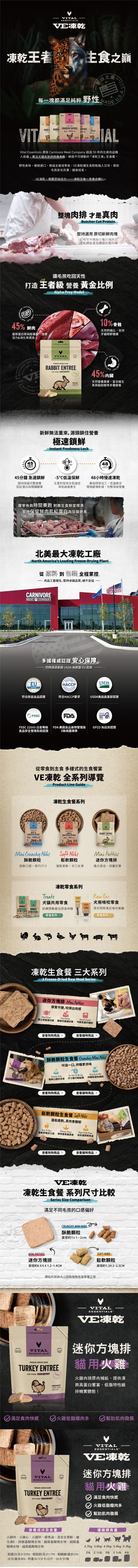 VITAL 王者 凍乾鮮肉貓用生食餐-火雞肉方塊排 8OZ