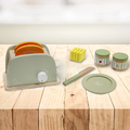 【Teamson kids】小廚師法蘭克福木製玩具烤麵包機組 - 綠色 - 11件組_1 【Teamson kids】小廚師法蘭克福木製玩具烤麵包機組 - 綠色 - 11件組_1