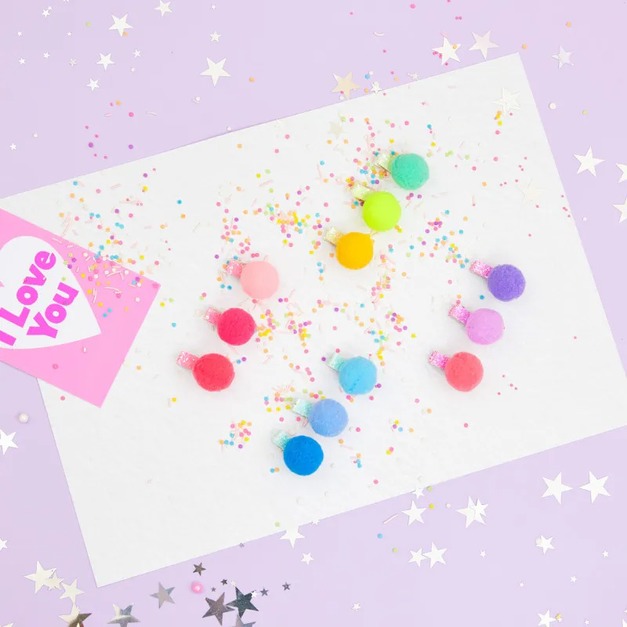 【soda n' cream】夢幻飾品-髮夾-Pom Pom大泡泡糖(四色可選/一組共3個髮夾/如遇商品缺貨則隨機出貨不挑款)