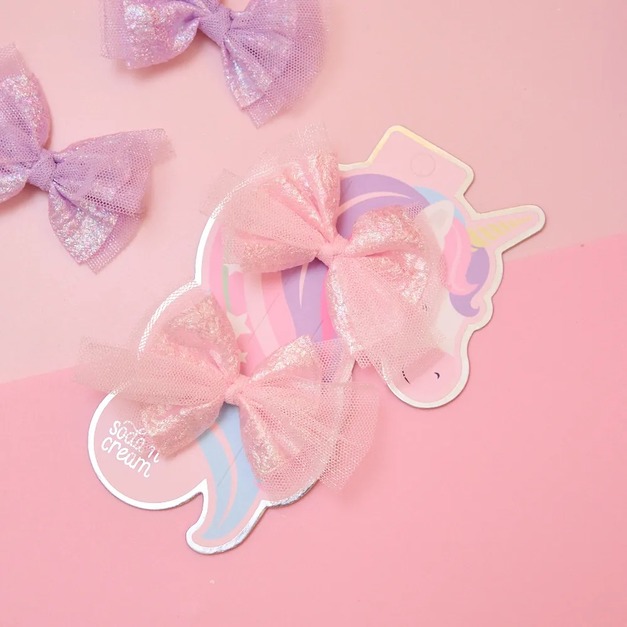 【soda n' cream】夢幻飾品-髮夾-炫彩紗紗蝴蝶結(一組共2個髮夾-如遇商品缺貨則隨機出貨不挑款)