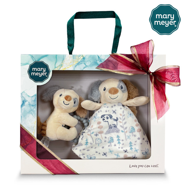 【MaryMeyer】聖誕禮盒-調皮狗(節慶緞帶+柔軟安撫巾+柔軟手搖鈴)