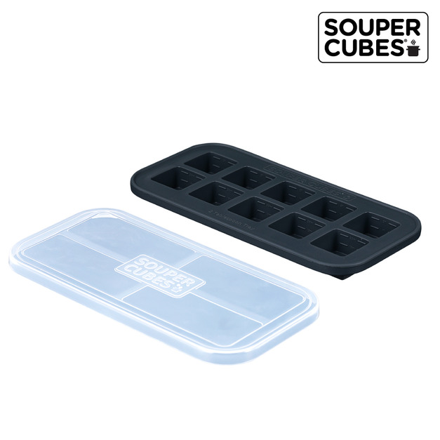 『缺貨』【Souper Cubes】多功能食品級矽膠保鮮盒10格(30ML/格)-曜石灰