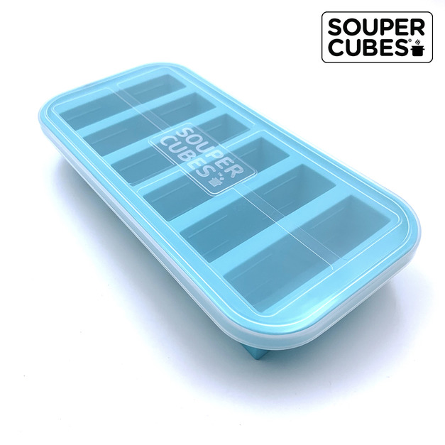 【Souper Cubes】多功能食品級矽膠保鮮盒6格_湖水綠(125ML/格)