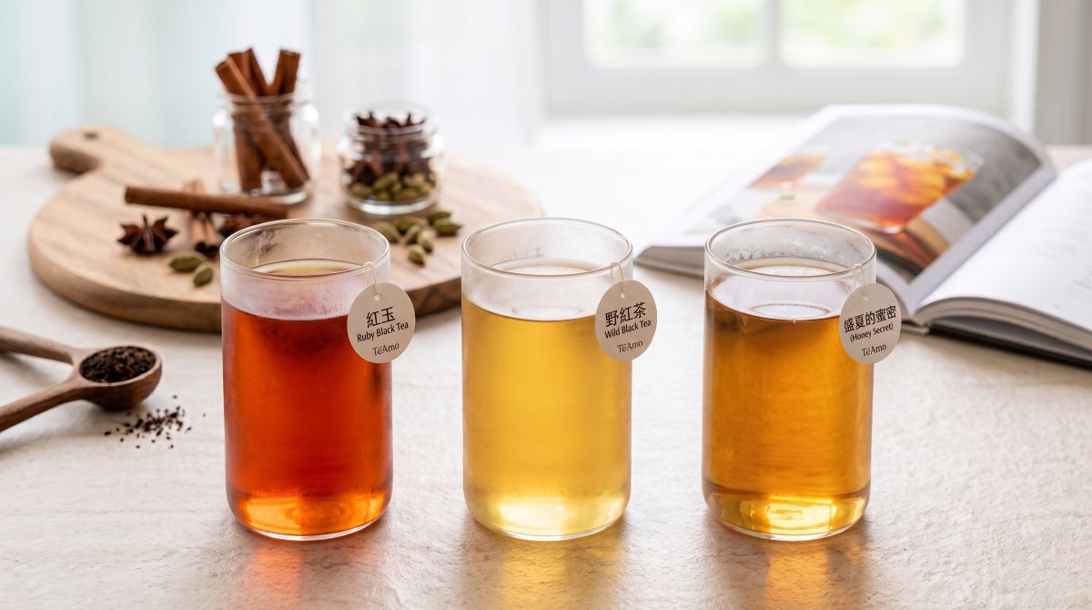 Te'Amo 精選冷泡茶款:紅玉紅茶、野生野紅茶與盛夏蜜香茶湯