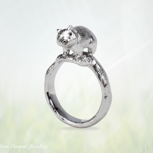 手工925純銀【袋熊Wombat】動物戒指 手工925純銀【袋熊Wombat】動物戒指