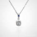 手工925純銀x施華洛世奇【蔚藍花語】復古歐風單鑽石項鍊 手工925純銀x施華洛世奇【蔚藍花語】復古歐風單鑽石項鍊