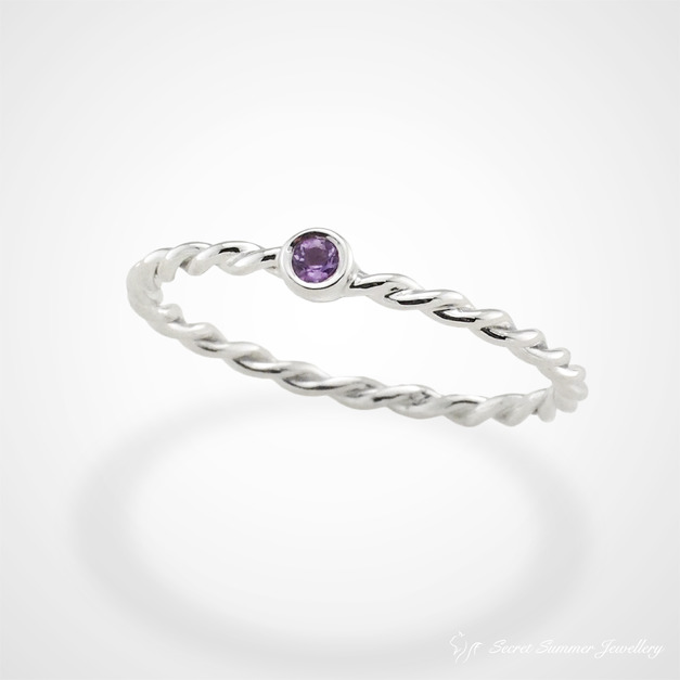 手工925純銀x天然寶石【生日石系列】麻花寶石戒指 手工925純銀x天然寶石【生日石系列】麻花寶石戒指