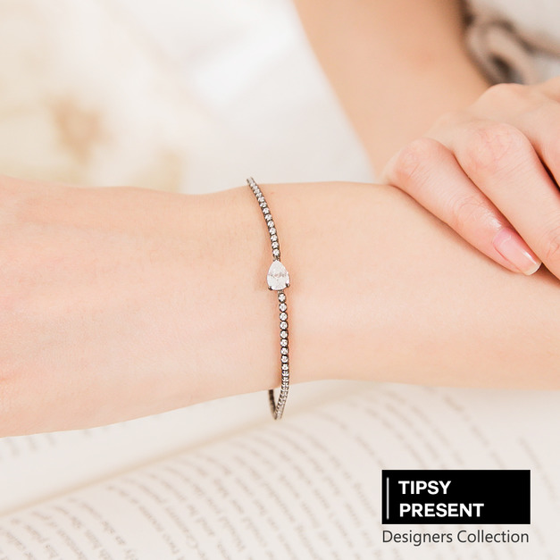 韓製 頂級鋯石 銅鍍16K金 1.5mm 黑鍊水滴 細緻手鍊 微醺 禮物 韓製 頂級鋯石 銅鍍16K金 1.5mm 黑鍊水滴 細緻手鍊 微醺 禮物