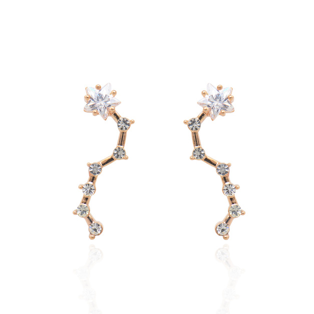 耳環 925銀針 鍍K金 水鑽 北斗七星 垂墜 耳針 微醺.禮物 (可改耳夾) 耳環 925銀針 鍍K金 水鑽 北斗七星 垂墜 耳針 微醺.禮物 (可改耳夾)