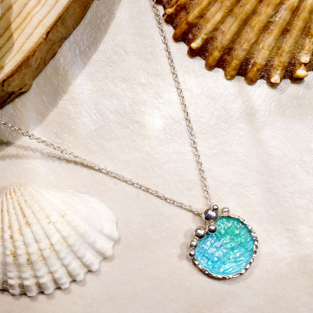 【Chia Jewelry】海洋系列-泡泡珐瑯銀項鍊C