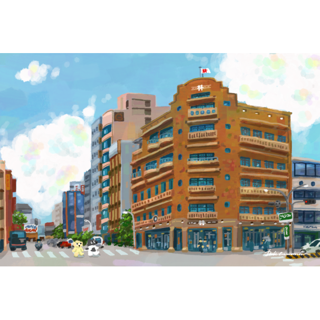 【黑面皮獸插畫工作室】明信片-台南林百貨(新) 【黑面皮獸插畫工作室】明信片-台南林百貨(新)
