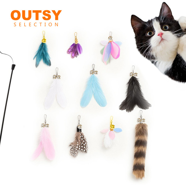 逗貓玩具替換羽毛頭10件組 逗貓玩具替換羽毛頭10件組