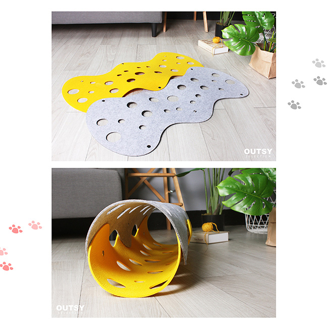 羊毛氈拼接起司洞洞遊戲貓隧道 可組成隧道 可鋪平使用