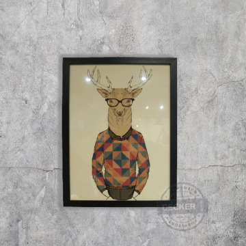 鹿頭三兄弟掛畫 A款 -復古動物掛畫 紳士創意 酒吧壁畫 清新掛飾 鹿頭三兄弟掛畫 A款 -復古動物掛畫 紳士創意 酒吧壁畫 清新掛飾