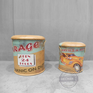 塗鴉收納矮凳 D款 - 仿舊工業風家具 收納鐵桶 兩件式 塗鴉收納矮凳 D款 - 仿舊工業風家具 收納鐵桶 兩件式