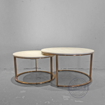 大理石雙圓茶几  - 現代摩登設計 玫瑰金家具 兩件式 大理石雙圓茶几  - 現代摩登設計 玫瑰金家具 兩件式