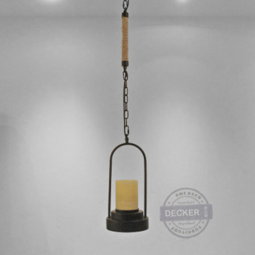 麻繩蠟燭吊燈 - 工業風燈飾 倉庫風格 仿石頭玻璃 麻繩蠟燭吊燈 - 工業風燈飾 倉庫風格 仿石頭玻璃