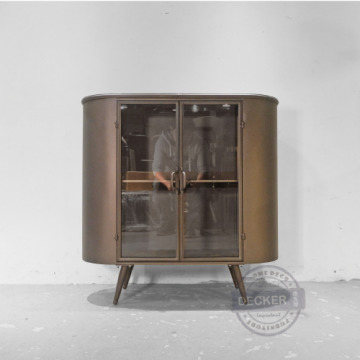 雷特筒收納櫃 二層 - 玻璃展示邊櫃 筒型鐵件 仿舊古銅 雷特筒收納櫃 二層 - 玻璃展示邊櫃 筒型鐵件 仿舊古銅