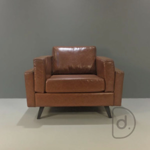 老時代單人沙發(咖啡) - 復古老空間 皮革靠枕 低背設計 老時代單人沙發(咖啡) - 復古老空間 皮革靠枕 低背設計