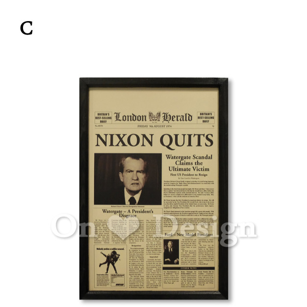 美式風 紐約時報 新聞 懷舊復古 老報紙掛畫 - 尼克森 美式風 紐約時報 新聞 懷舊復古 老報紙掛畫 - 尼克森