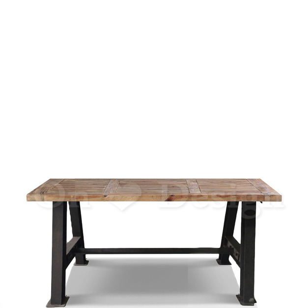 LOFT工業仿古鄉村 鐵藝工作桌  H鋼鑄鐵腳 A字餐桌-160CM LOFT工業仿古鄉村 鐵藝工作桌  H鋼鑄鐵腳 A字餐桌-160CM