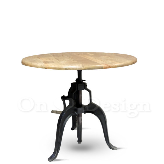 美式 LOFT工業風格 RH風格 鑄鐵 布朗 升降 實木圓桌-90CM 美式 LOFT工業風格 RH風格 鑄鐵 布朗 升降 實木圓桌-90CM