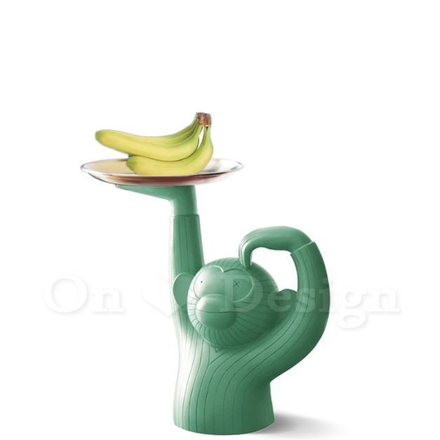 丹麥 北歐風  創意禮品 擺飾  樹脂 擺件 裝飾品 猴子 金屬托盤 -綠色 丹麥 北歐風  創意禮品 擺飾  樹脂 擺件 裝飾品 猴子 金屬托盤 -綠色