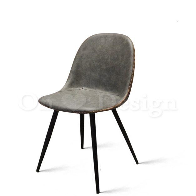 LOFT 法式 復古 工業風 鐵  咖啡廳  餐椅  仿油蠟皮 閃電縫線 洛特 餐椅 - 灰 LOFT 法式 復古 工業風 鐵  咖啡廳  餐椅  仿油蠟皮 閃電縫線 洛特 餐椅 - 灰