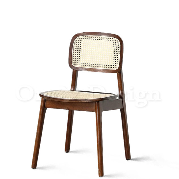 北歐實木  扶手 餐椅 餐廳椅  藤編椅靠背 藤本 餐椅 D款-胡桃色 北歐實木  扶手 餐椅 餐廳椅  藤編椅靠背 藤本 餐椅 D款-胡桃色