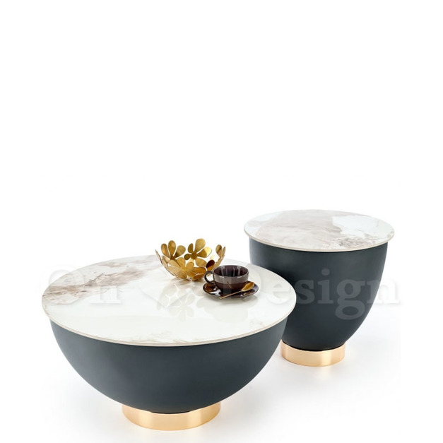 美式 客廳 咖啡桌 潘朵拉 大理石紋 兩件式 岩板 咖啡杯 深灰色 鍍金茶几-73CM 美式 客廳 咖啡桌 潘朵拉 大理石紋 兩件式 岩板 咖啡杯 深灰色 鍍金茶几-73CM
