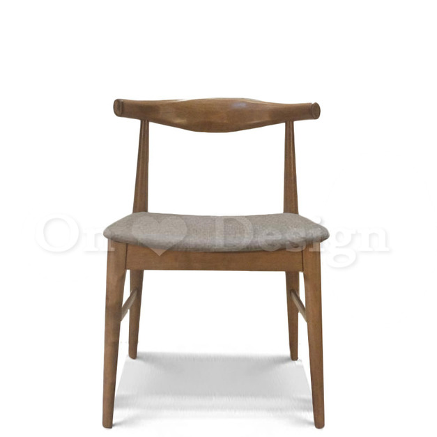 北歐 經典 餐廳 芬蘭極簡風 實木 牛角椅 餐椅 胡桃木色 /灰皮