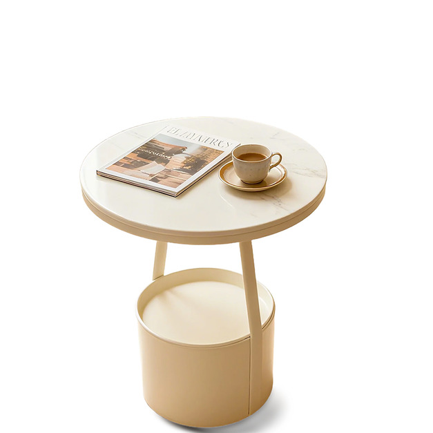 美式 客廳 邊桌 大理石紋 岩板 置物 普普 托盤 邊几 米色-45CM (附托盤) 美式 客廳 邊桌 大理石紋 岩板 置物 普普 托盤 邊几 米色-45CM (附托盤)