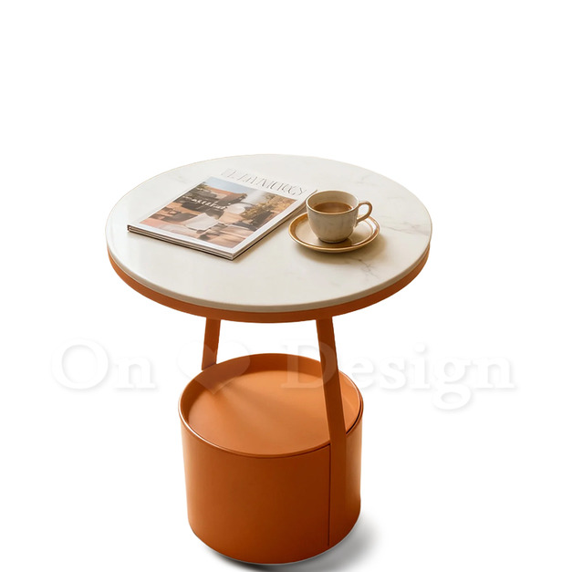 美式 客廳 邊桌 大理石紋 岩板 置物 普普 托盤 邊几 橘色-45CM  (附托盤) 美式 客廳 邊桌 大理石紋 岩板 置物 普普 托盤 邊几 橘色-45CM  (附托盤)