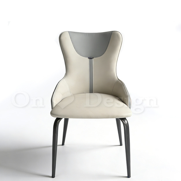 現貨🔥現代 極簡 設計師愛用椅 鐵 咖啡廳 皮椅 杰拉 雙色 扶手椅-灰色皮