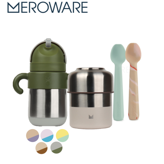 日本MEROWARE OUTDOOR必備組 LILY 燜燒罐+MATT保溫吸管杯+GARY矽膠學習湯匙組合