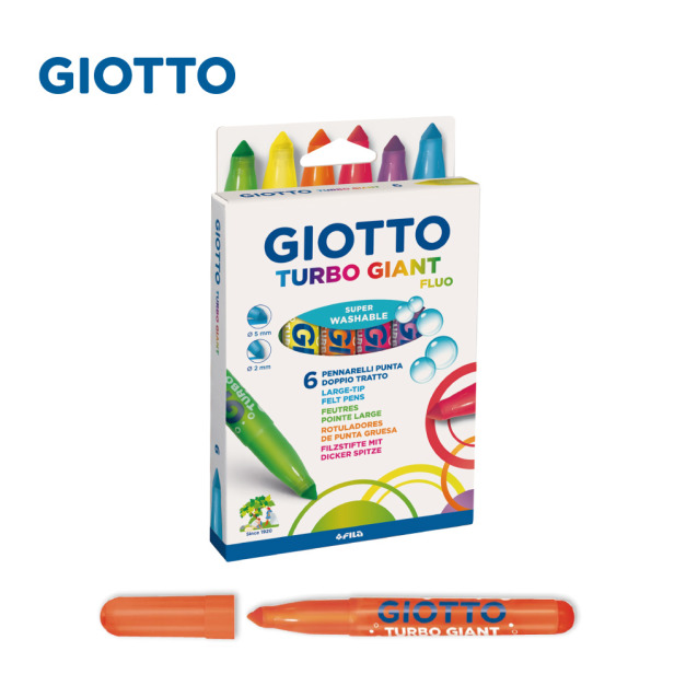 【義大利 GIOTTO】超好洗粗細雙效彩色筆(螢光6色) 【義大利 GIOTTO】超好洗粗細雙效彩色筆(螢光6色)