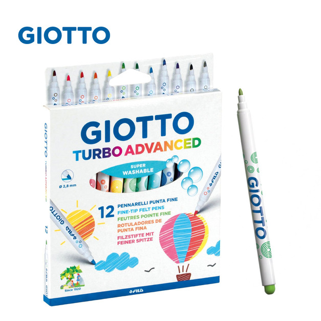 【義大利 GIOTTO】超好洗細頭彩色筆(12色)