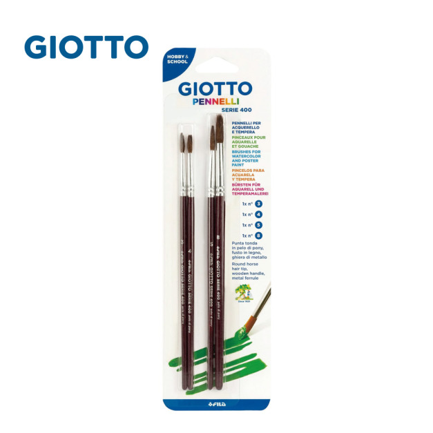 【義大利GIOTTO】藝術家400水彩筆組(3、4、5、8號)圓頭4入 【義大利GIOTTO】藝術家400水彩筆組(3、4、5、8號)圓頭4入