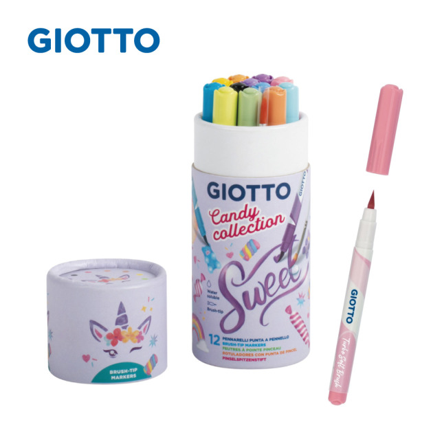 【義大利 GIOTTO】糖果系軟刷頭藝術筆12色 【義大利 GIOTTO】糖果系軟刷頭藝術筆12色