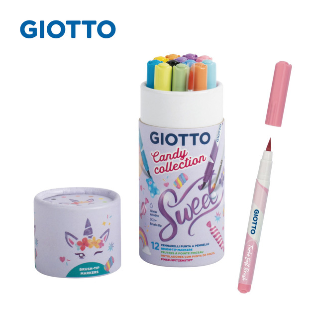 【義大利 GIOTTO】糖果系軟刷頭藝術筆12色
