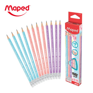 【法國Maped】櫻花學園系列-三角鉛筆附橡擦(HB)12入 【法國Maped】櫻花學園系列-三角鉛筆附橡擦(HB)12入
